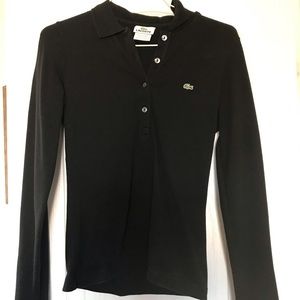 Black Lacoste Long Sleeve Polo Shirt